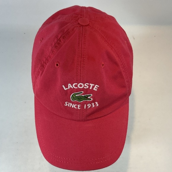 Vintage Lacoste Hat Cap Strap Back Adjustable Red Buckle Alligator Logo Strap - Picture 3 of 10